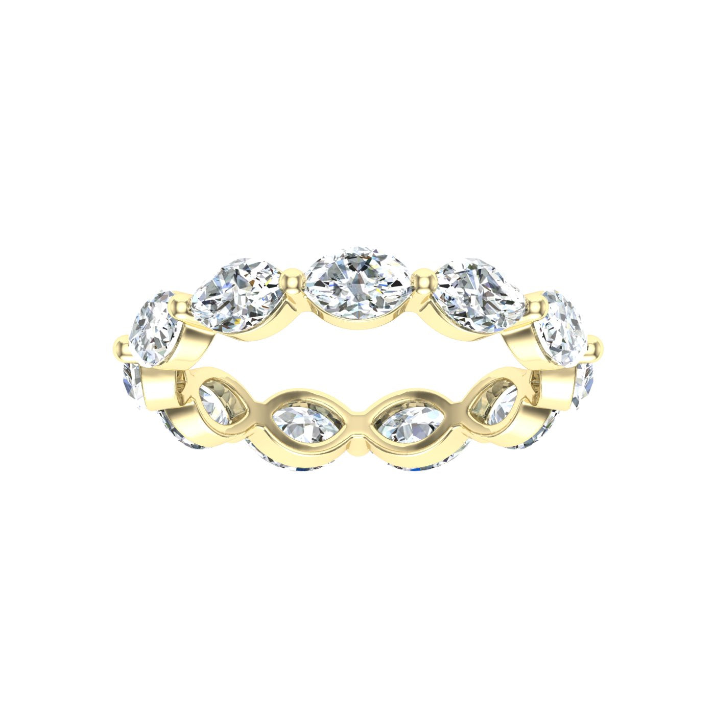 Marquise and Dot Moissanite Wedding Band Yellow Gold